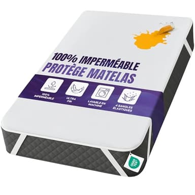 Protège-Matelas Imperméable Utopia Bedding - 160x200 cm, Housse de Matelas Respirante Certifiée Oeko-Tex avec Sangles Élastiques aux Coins, Ajustement Parfait, Protection Contre l'Incontinence, Blanc