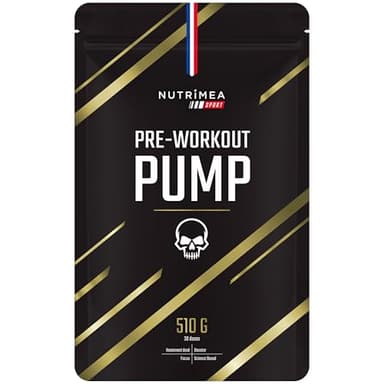 PRE WORKOUT – Boisson PUMP Pré-entraînement – AAKG, Beta Alanine, Cafeine, Citrulline, Extrait de Betterave, Taurine, L Tyrosine – Vitamines B3, B6, B12 – Goût Fruits rouges – 510 g – Nutrimea