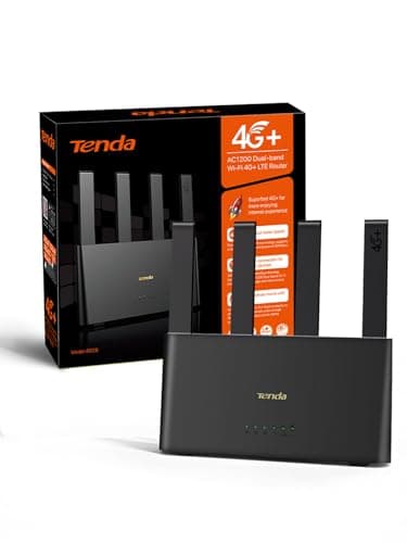 Tenda Routeur 4G08 Box 4G+ CAT6 300Mbps, AC1200 Double Bande, avec Carte SIM Nano Débloquée, 4 Antennes Externe,Port Gigabit LAN/WAN,OpenVPN, MU-MIMO,Mesh WiFi+,Plug et Play