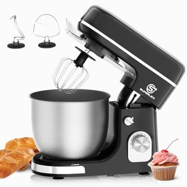 SUPERLEX Robot de Cuisine 3 en 1 avec 1300W et Bol en Acier Inoxydable 5L Robot Multifonction avec 8 Vitesses Pétrin et Mixeur avec Crochet à Pâte, Batteur Plat et Fouet pour Pâtes Crèmes Sauces
