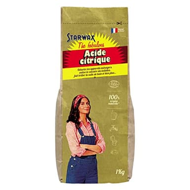 STARWAX THE FABULOUS - Acide Citrique - Détartre les Appareils Ménagers - Enlève tout le Calcaire - Fait Briller la Salle de Bains - 100% d'Origine Naturelle - Fabriqué en France - 1Kg