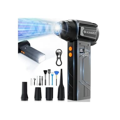 XJUGEZ Souffleur Air Comprimé avec Lampe de Poche,180000 tr/min, Souffleur Électrique 4 -Vitesses avec Affichage avec Buses Multi-Usages pour Clavier, Extérieur,Car, Maison,Air Comprimé Nettoyage PC