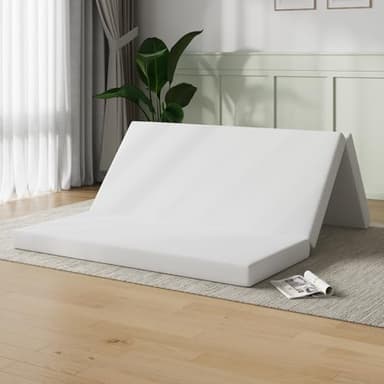Novilla Matelas Pliant 10 cm – 3 Volets, Mousse Haute Densité Confortable, Housse Lavable Respirante, Idéal pour Invités, Camping, Voyage, Sac de Rangement, Taille 140x200 cm