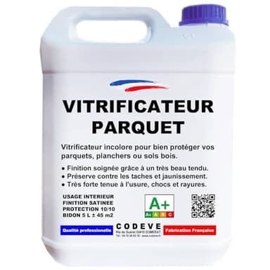 Vitrificateur Parquet - Codeve Bois - 5L - Intérieur - Pour La Protection De Votre Parquet, Plancher Ou Sol En Bois.