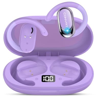 Conyat AI Ecouteur Traducteur Instantané, 58H Bluetooth 5.4 Ecouteurs sans Fil Open Ear avec 164 Langues, 3 en 1 Écouteur Traduction Vocale Instantanée, 7 Modes de Traduction, pour Affaires, Violet