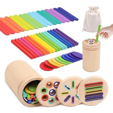 Jeux Montessori 1 2 3 Ans, 3 en 1 Jouet De Tri Enfants Jouets Montessori Bois Forme Trier Bebe 1 2 3 4 Ans Apprendre Les Couleurs Jeu Educatif 1 An avec Sac de Rangement Jouets à Trier Et à Empiler