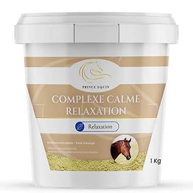 PRINCE EQUIN - COMPLEXE RELAXATION - Complément nutritionnel Cheval - Seau 1 kg - 4 plantes apaisantes - Verveine, Camomille, Mélisse, Aubépine - Anti-stress - Diminue l'agitation - Marque Française
