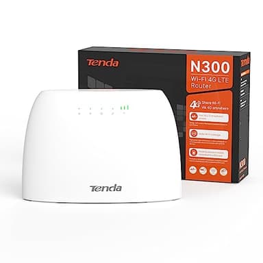 Tenda Routeur 4G SIM, Box 4G, 4G LTE 150Mbps, Routeur WiFi 300Mbps, Plug&Play, Modem Carte SIM pour Tous Opérateurs, Configuration Facile, Antennes Internes, Ethernet Ports, 4G03