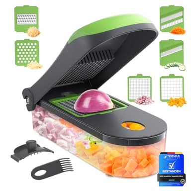 Ibergrif Coupe Légumes 6 en 1 – Mandoline Multifonction Sans BPA pour Légumes et Fruits, Hachoir Manuel, Coupe Oignon et Découpe Professionnelle