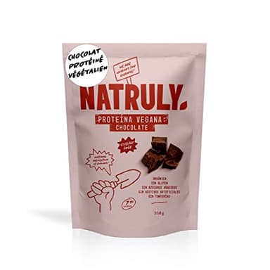 NATRULY Proteine Vegan BIO Chocolat, 81% Protéine, 100% Naturel Sans Sucre, Sans Gluten, Sans Lactose -350g