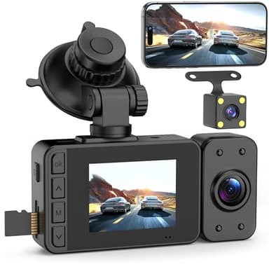 Dashcam Voiture Dash Cam Caméra - 1080P Avant Arriere Surveillance sans Fil Caméra de Bord Embarquée Enregistreur Parking Mode WiFi App G-Capteur SD 32G 24H Enregistrement en Boucle Ginarelo