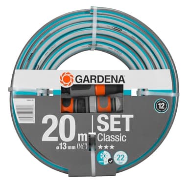 Tuyau Gardena Classic 13 mm (1/2"), 20 m : tuyau d'arrosage universel en tissu croisé robuste, pression d'éclatement 22 bars, résistant aux UV (18004-20)