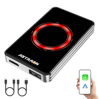 Adaptateur CarPlay sans fil – Android Auto AI Box avec Netflix, YouTube, Hulu, installation de l'application, WiFi 6 double bande, Bluetooth, HDMI, LED d'ambiance – pour voitures avec CarPlay filaire