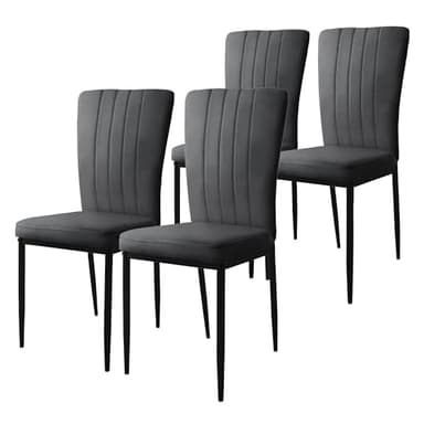 ML-Design Lot de 4 Chaises de Salle à Manger, Gris, en Velours Respirant et Doux, Fauteuil Design Moderne, Dossier Ergonomique, Assise Rembourrée avec Pieds en Métal, Chaise de Table, Salon, Cuisine