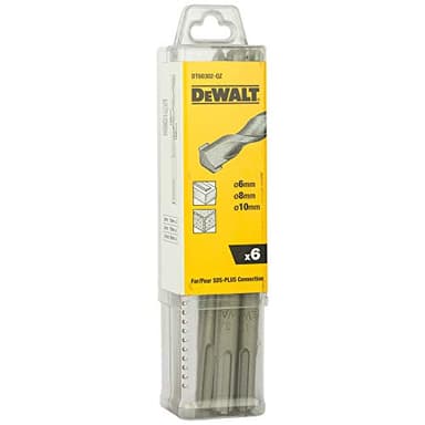DEWALT - Jeu de 6 Forets SDS-PLUS - DT60302-QZ - Forets Ø6mm x2, Ø8mm x2; Ø10mm x2 - Perçage Béton - Forets SDS-PLUS pour Perforateurs