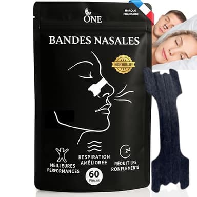 60 Bandelettes Nasales | Anti Ronflement | Patch Nez Bouché pour Mieux Respirer | Strip Nasal Sport Noir Efficace Puissant contre Apnée du Sommeil - Inflow Respire - Taille Universelle