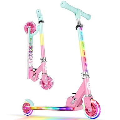 BELEEV V2 Trottinette Pliable pour Enfants 3 à 12 Ans, Scooter à 2 Roues LED avec Roues Lumineuses, Réglable en Hauteur pour Filles et Garçons