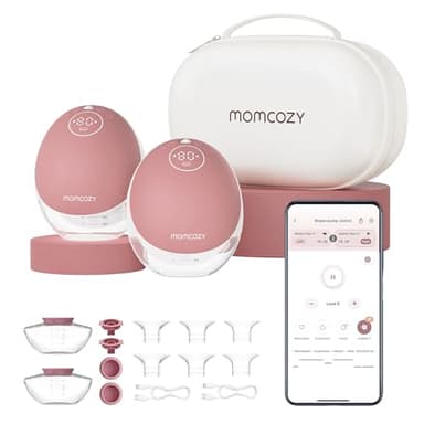 Momcozy Tire-Lait Electrique Main Libre Portable, Mobile Flow | M9 Amélioré, Contrôle par Application avec Modes Personnalisés et 15 Niveaux, Double Scellé 24mm (2, Rouge)