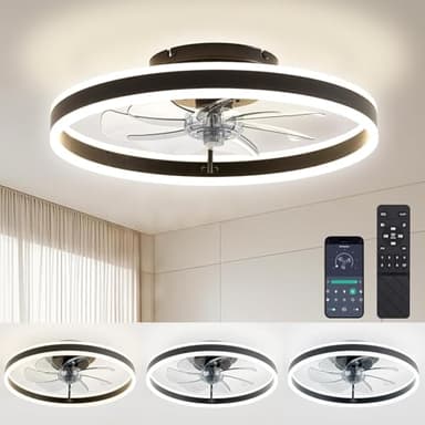 EKDADL Reversibile Ventilateur Plafond Silencieux Ventilateurs de Plafond avec Lampe Intégrée 0%-100% Dimmerabile APP Smart Plafonnier Ventilateur de Plafond avec Telecommande Timing