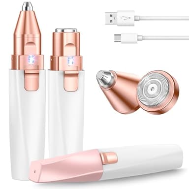 Rasoir Visage Femme & Rasoir Sourcils Electrique: 2-en-1 Tondeuses Femme Face Epilateur Visage Douce sans Douleur avec Lumière LED - Pour Lèvres, Menton, Joues et Sourcils, Rechargeable