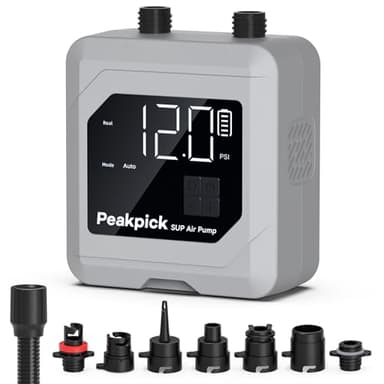 Peakpick Pompe à pagaie électrique 20 psi, alimentée par Batterie Rechargeable, gonflage et dégonflage, Pompe à air Sup à arrêt Automatique pour Planches à pagaie, Cerf-Volant de Surf, Tente, Matelas