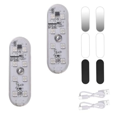 URAQT 2PCS Éclairage Intérieur de Voiture, 8 LEDs Eclairage d'ambiance pour l'intérieur de la Voiture, Tactile Plafonnier Rechargeable USB, 150mA LED Voitures Interieur Sans Fil, Car Accessories