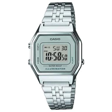 Casio Montre Quartz Unisexe 28.00mm avec Cadran LCD Digitale et Bracelet en Bracelet en Acier Argent LA680WEA-7EF
