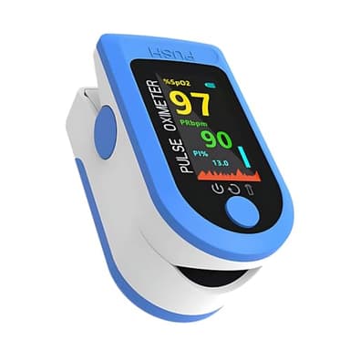 Oxymétre de Doigt Professionnel, Saturometre de Pouls, Moniteur de Fréquence Cardiaque, Oxymétre de Pouls, Écran LED Couleur Mesure SpO2 et PR, 2 AAA Piles Non Incluses