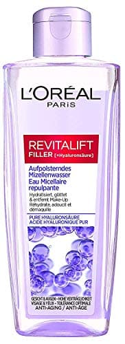 L'Oréal Paris Eau micellaire repulpante pour femme pour une peau hydratée et rafraîchie après le nettoyage à l'acide hyaluronique pur, Revitalift Filler 1 x 200 ml