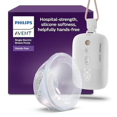 Philips Avent - Tire-lait électrique simple mains libres, moteur de qualité hospitalière, imite le rythme de succion de bébé, jusqu'à 85 aspirations par min, 1 bouteille, 2 téterelles, SCF531/11