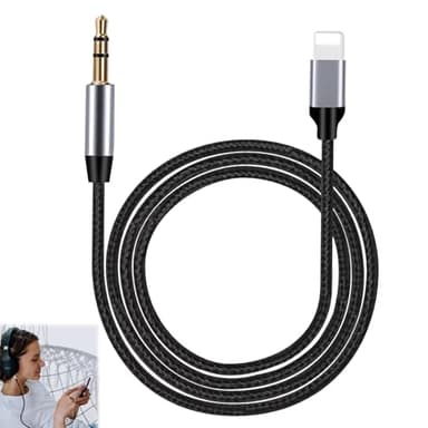 Seefey Prise Jack pour iPhone,Cable Auxiliaire Voiture Compatible avec iPhone 14/13/12/11/XS/XR/8/7/iPad/SE/Pro,Adaptateur Jack avec Cable Aux 1 Mètre 3.5mm Mâle