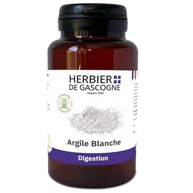 Argile blanche | 200 gélules | Confort Digestif | 230 mg dosage 100% naturel sans additif et non comprimé | L'HERBIER DE GASCOGNE | Herboriste depuis 1985
