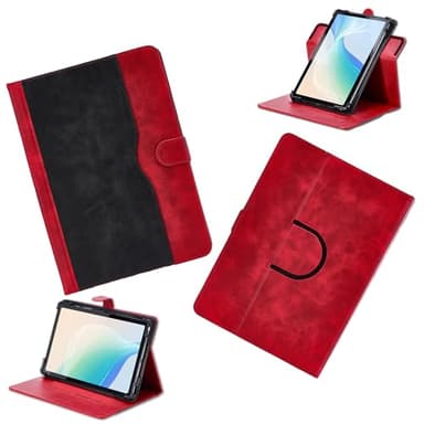 Coque pour Thomson Origin 1010 10.1-Pouces Tablette Coque Etui Case Rotation à 360 degrés Angles de Vue Multiples Socle en Cuir PU Folio Cover Rouge