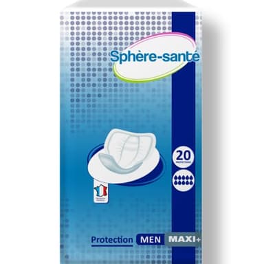 Sphère Santé - Sphère Santé Men Maxi + - Protection urinaire masculine - Absorption maximale - Confort anatomique et fixation sécurisée - Matériaux doux et respirants