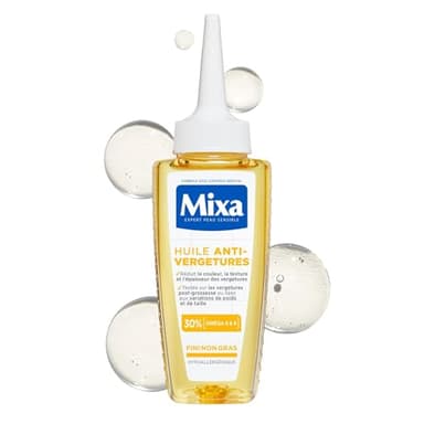 Mixa - Huile Anti-Vergetures - 30% d’Omégas 6 & 9 - Réduit la Couleur, la Texture et l’Épaisseur des Vergetures Post-Grossesse ou Variations de Poids et de Taille - 100 ml