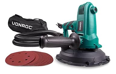 VONROC Ponceuse Murale 750W - Kit Professionnel Complet Nettoyage, Tuyau pour Aspirer Poussière - Ponceuse Excentrique Mur et Plafond - Câble 4 Mètres, Tête Pivotante - Pour un Résultat Lisse