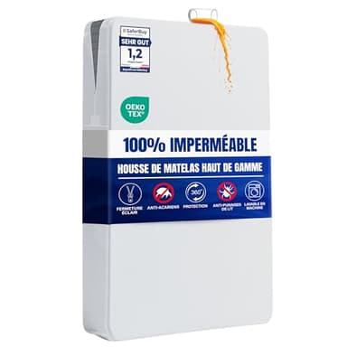 Utopia Bedding Housse De Matelas 140 x 190 x 20 cm Imperméable Avec Fermeture éclair, Certifié Oeko-TEX, Protégé Matelas, Blanc