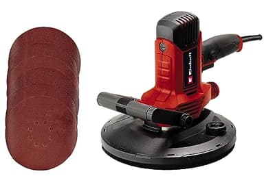 Einhell Ponceuse pour cloisons sèches TC-DWS 225 (1 220 W, plateau de ponçage avec brosse couronne, dispositif d’aspiration des poussières intégré, avec 6 disques abrasifs de Ø 225 mm)