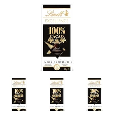 Lindt - Tablette 100% Cacao EXCELLENCE - Chocolat Noir, 50g (L'emballage peut varier) (Lot de 4)