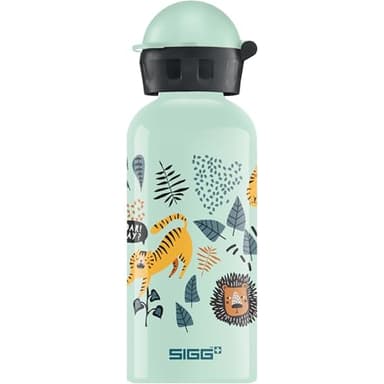 Sigg - Gourde Enfant En Aluminium - KBT Jungle - Pour l'École et le Sport - Étanche & Légère - Sans BPA - Certifiée Neutre En CO2 - Vert Clair Motif Animaux Sauvages - 0,4L