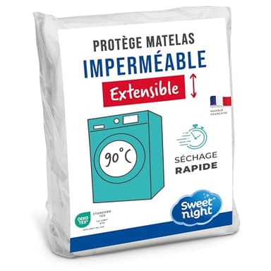SWEET NIGHT - Protège-Matelas - Alèse 140x190 cm - Imperméable, Respirant & Silencieux - Forme Drap-Housse Bonnet 27 cm - Lavable Machine 90°C - Certifié Oeko-Tex