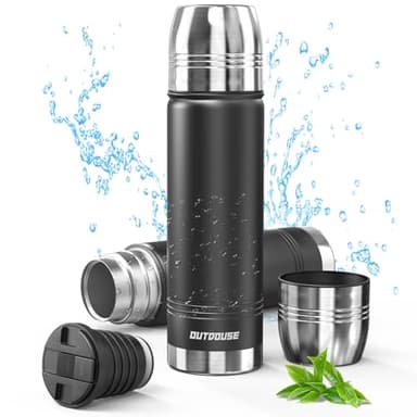 Thermos isotherme, Gourde isotherme en acier inoxydable de 350ml, 500ml, 750ml, Thermos café 100% étanche en acier inoxydable à double paroi sans BPA pour sports et activités en plein air (750ml)