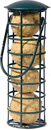 mangeoire pour oiseaux dobar 24081 avec quatre boules à mésanges, mangeoire rechargeable pour oiseaux sauvages, noire, plastique, lot de 1 (1 x 360 g)