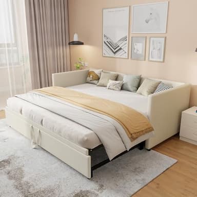 Xnferty Canapé lit 2 Places 90/180 x 200 cm, Canapé-lit Convertible rembourré avec sommier à Lattes, Canapé Convertible Extensible pour Salon, No Matelas (Beige, Velours)