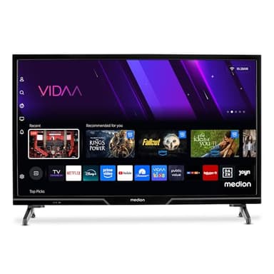 MEDION Téléviseur HD 59,8 cm (24 Pouces) (Smart TV, HDR, VIDAA Store, Netflix, Prime Video, Disney+, DAZN, Paramount+, HbbTV, PVR, Bluetooth)