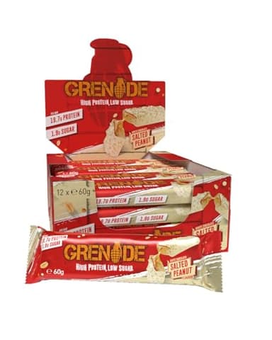 Grenade Barre Hyperprotéinée à Faible Teneur en Glucides - White Chocolate Salted Peanut, 12 x 60 g