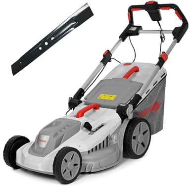 IKRA Tondeuse électrique IERM 2043 T, 2000W, Hauteur de Coupe 30-75mm, Largeur de Coupe 43cm, Lame de Rechange & kit Mulching Incluse