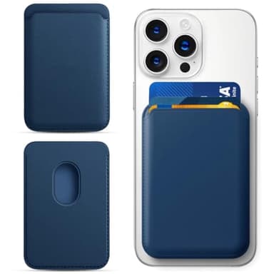 Lot de 1 étui portefeuille magnétique pour téléphone, portefeuille magnétique pour portefeuille Magsafe, compatible avec iPhone 12/13/14 Mini/Plus/Pro/Max, étui pour carte de crédit RFID - Bleu
