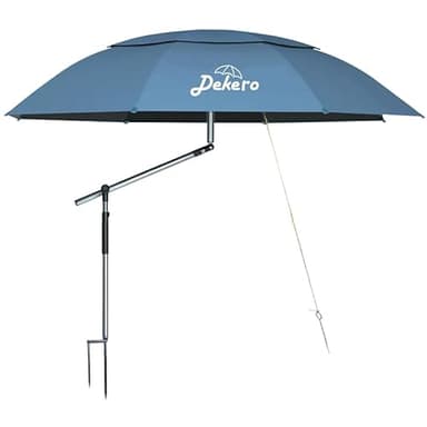 Dekero 240cm Parasol Plage Anti UV et Inclinable – Grand Parasol de Plage et de Jardin Extérieur, Résistant au Vent, Idéal pour la Pêche, Camping ou Terrasse