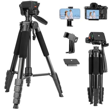 Fotopro Trépied de voyage léger et portable pour smartphone avec tête panoramique amovible à 3 positions pour enregistrement vidéo avec support de téléphone et sac de transport, charge maximale 3 kg